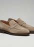 Men's Beige Suede Penny Loafers