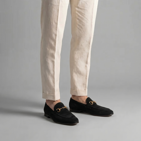 Men's Suede Loafers with Horsebit Detail